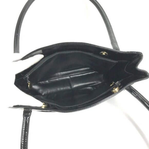 CHANEL vintage CC Logo CC Mark Bag Tote Bag shawl Shoulder Bag enamel Black - Picture 14 of 16